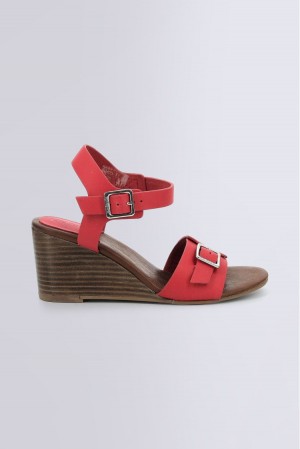 Dámské Sandály Kickers Kick Vodou Sandal Læder Červené | 72340-UXBT