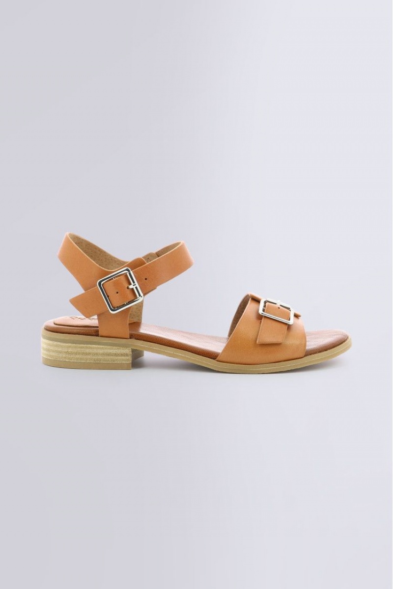 Dámské Sandály Kickers Bucidi Sandal Læder Camel | 71528-WYQK