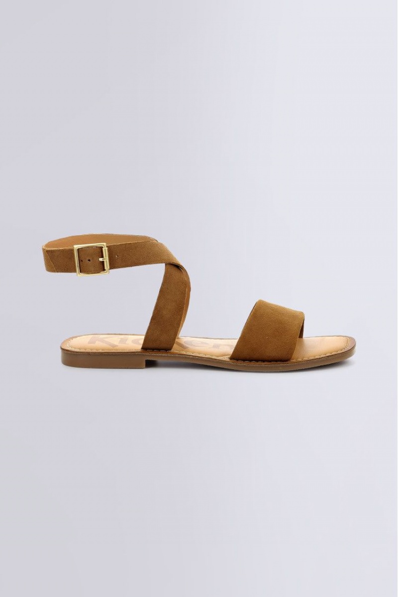 Dámské Sandály Kickers Kick Gimik Sandal Læder Camel | 24587-MPYO