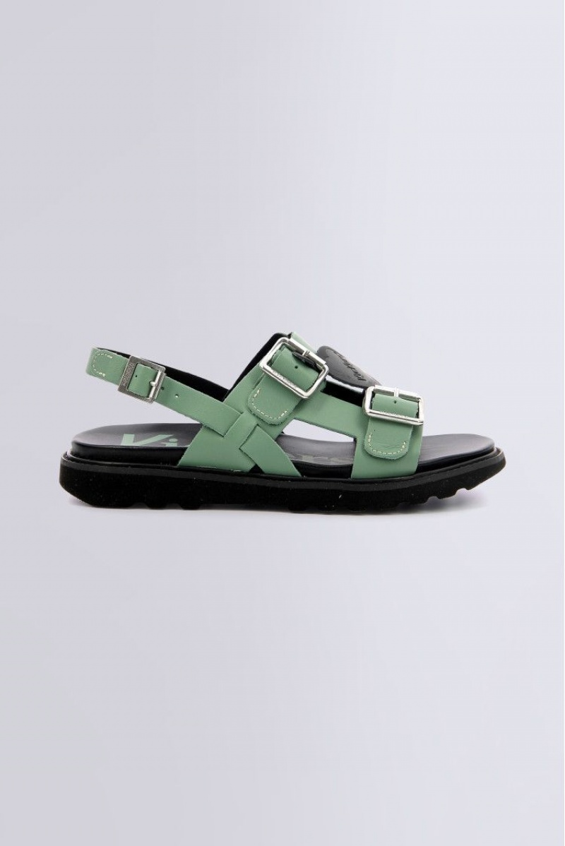 Dámské Sandály Kickers Neosummer Sandal Læder Zelene | 16807-KWZN