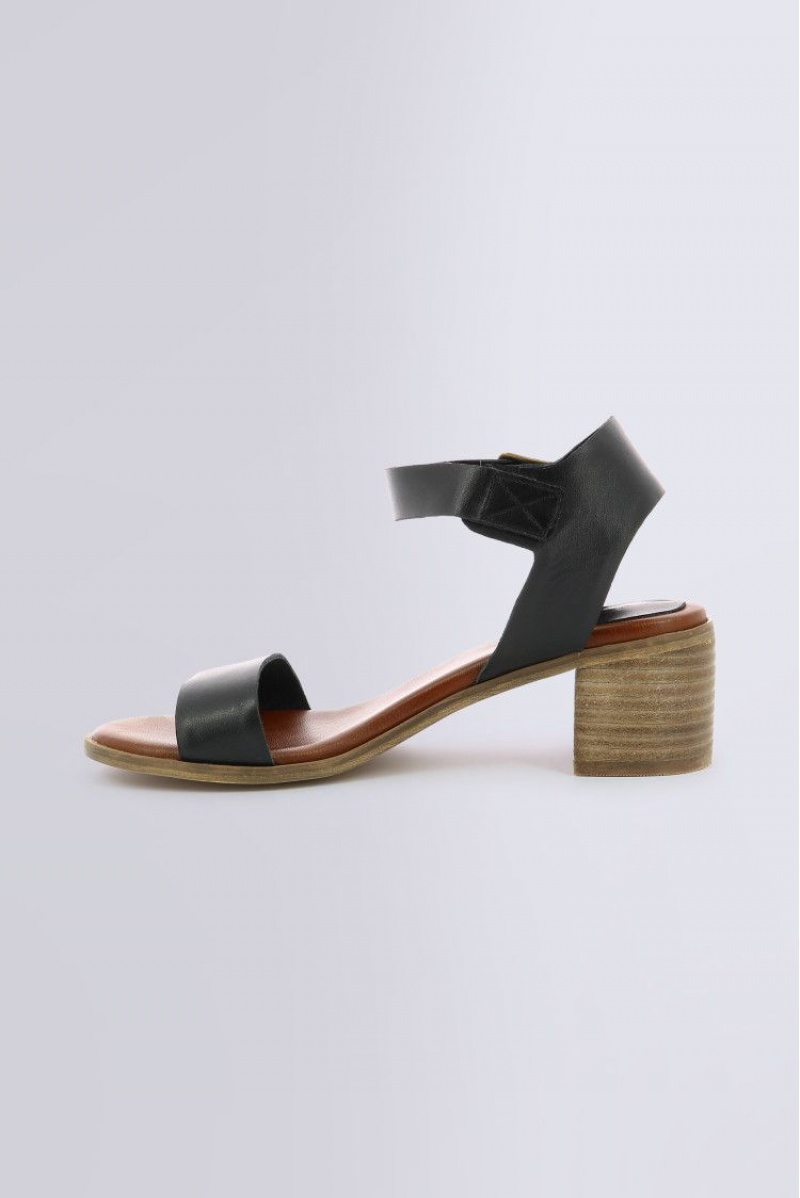 Dámské Sandály Kickers Volou Byty Sandal Læder Černé | 83715-MEGA